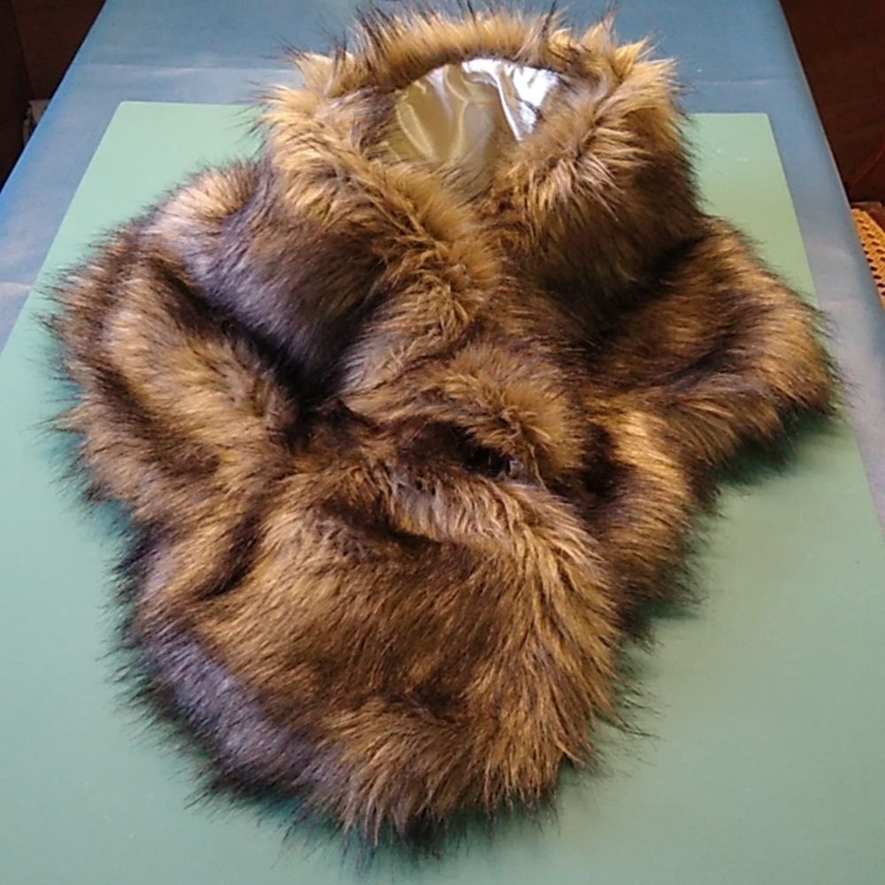 Long Haired Satin Lined Stole/Wrap Possible Coyot… - image 1